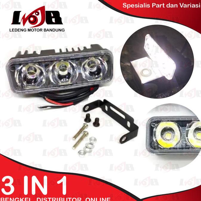 Lampu Sorot Kotak Led Cree 3 Mata Variasi Motor