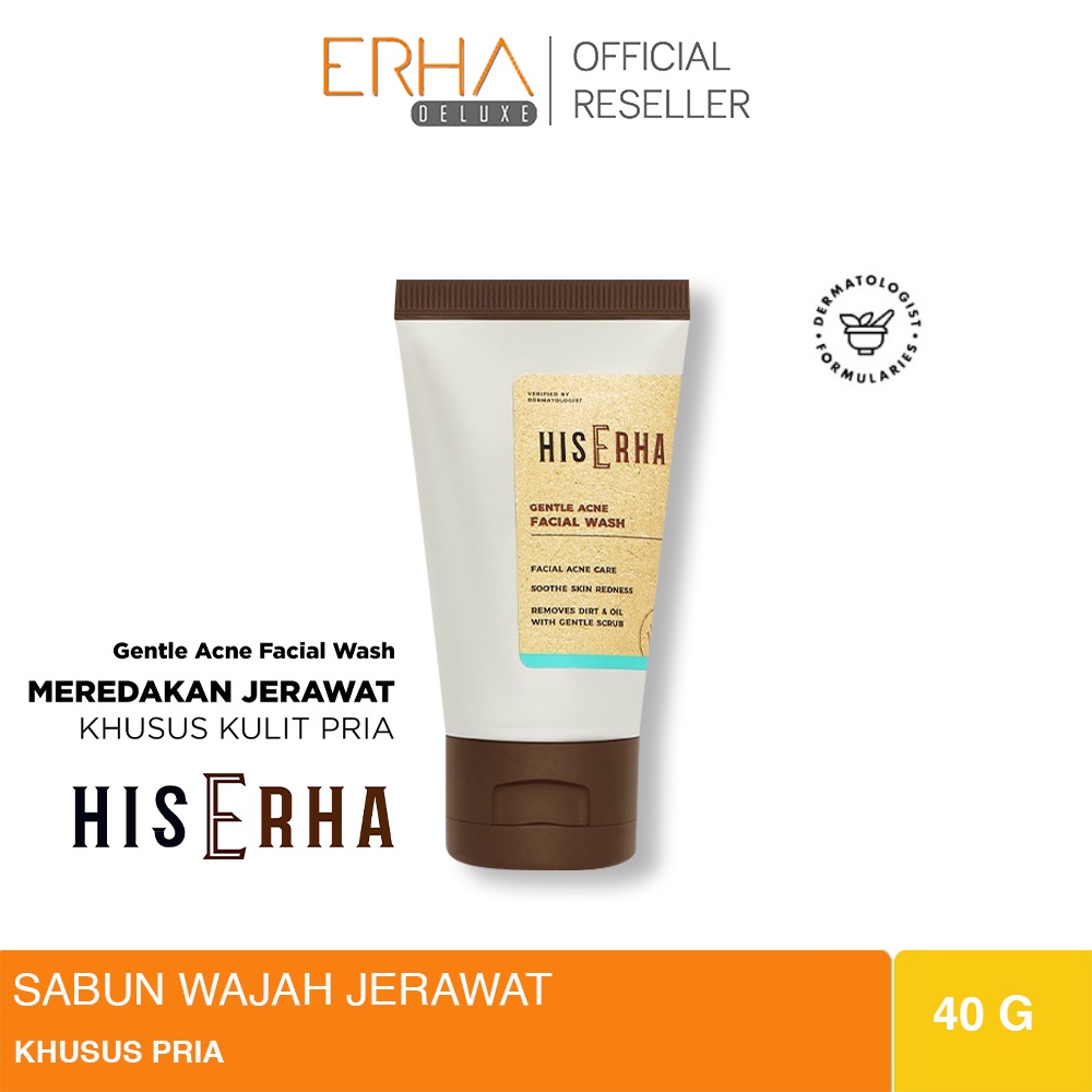 HIS ERHA Gentle Acne Facial Wash Mini 40g - Pembersih Wajah pria