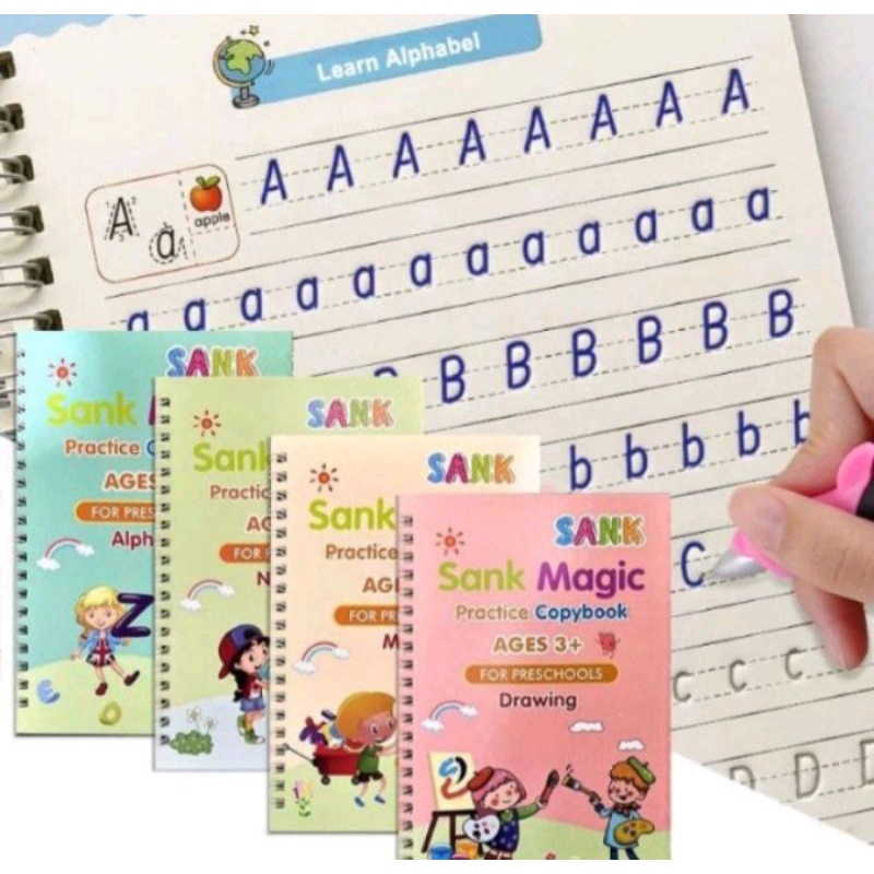 BUKU BELAJAR MENULIS ANAK AJAIB ISI 4 BONUS BANYAK PULPEN  BUKU PINTAR BISA DIHAPUS  AJAIB SANK MAGI