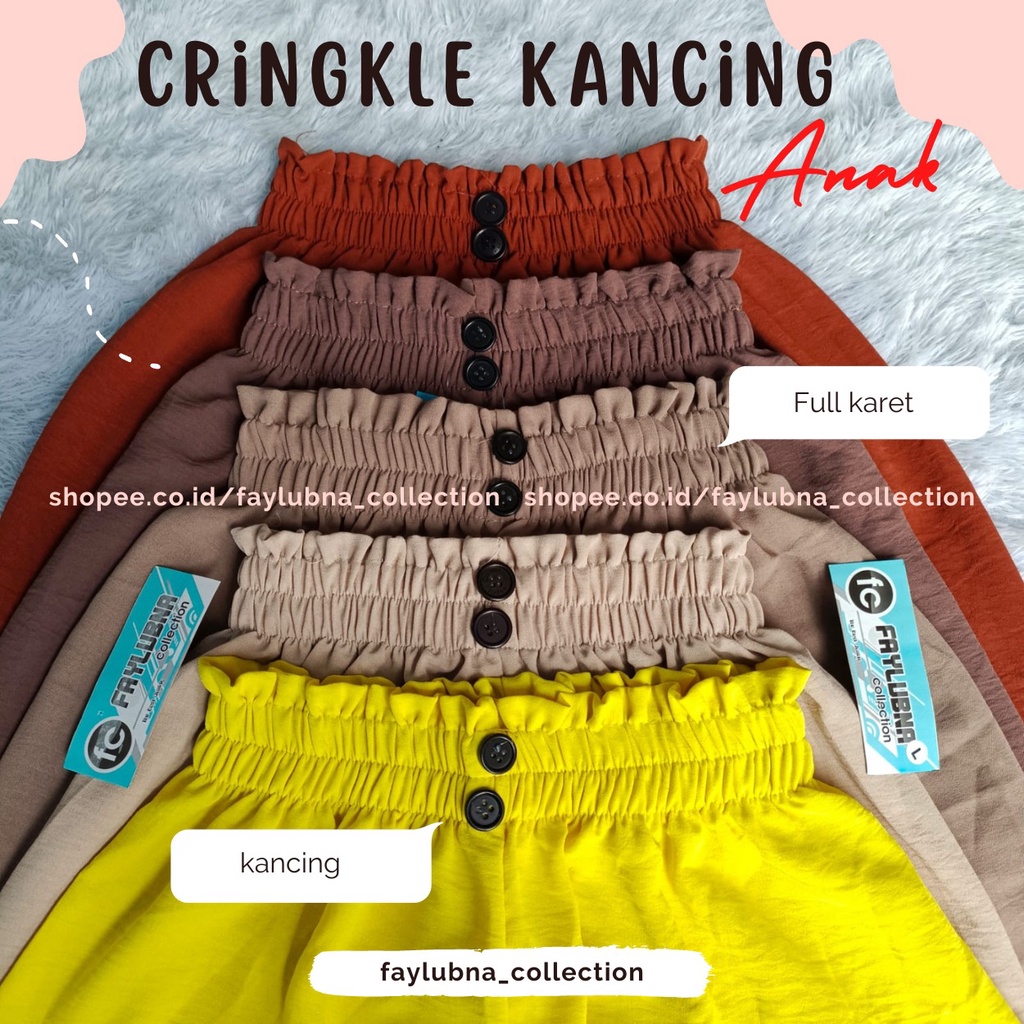 KULOT KRINGKEL KANCING ANAK 9-16 TAHUN / CELANA KULOT KRINGKLE ANAK REMAJA / CELANA KULOT HIGH WAIST / KULOT KRINGKLE HIGH WAIST / CELANA KULOT ANAK PEREMPUAN