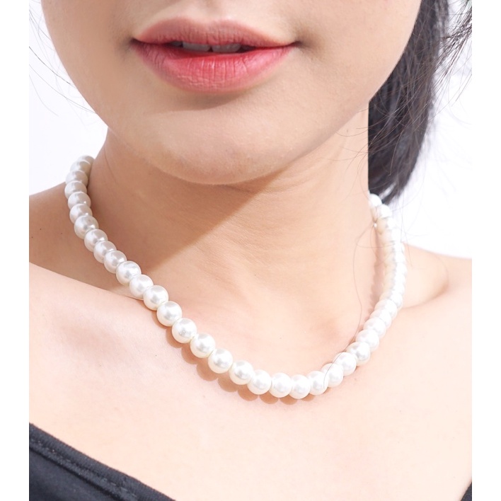 Beverly Pearl 8MM Choker Necklace kalung