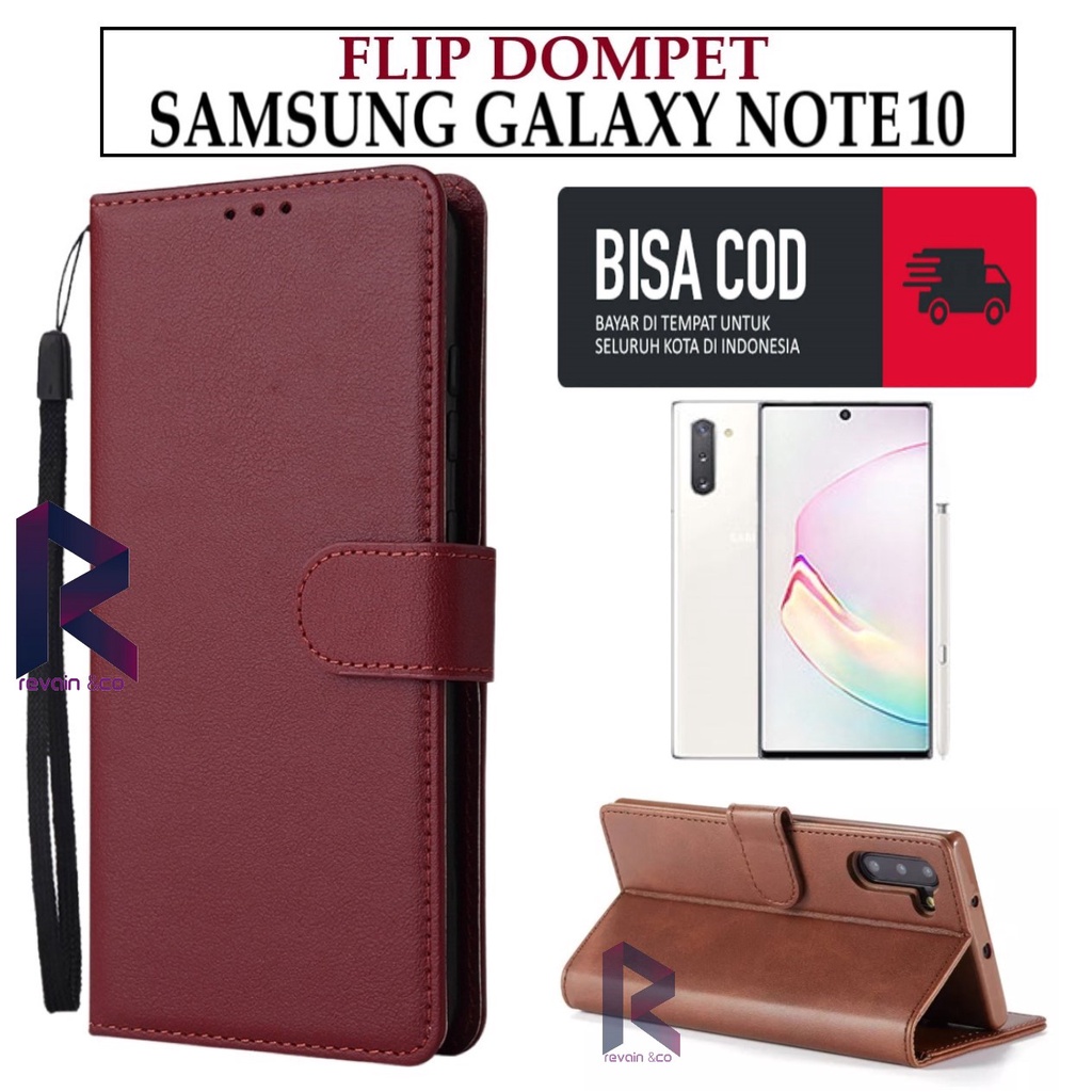 CASE SAMSUNG GALAXY NOTE 10 FLIP WALLET LEATHER KULIT PREMIUM SARUNG BUKA TUTUP KESING HP FLIP CASE SAMSUNG GALAXY NOTE 10