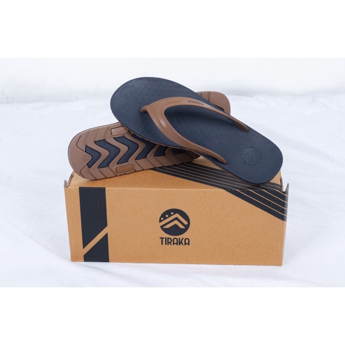 Sandal Sendal Jepit Capit Pria Flip Flops Anti Slip Kuat Awet Elegan TIRAKA SANIP Navy Camel