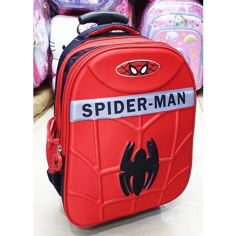 Tas Roda Trolley Anak Sekolah Tk Spiderman Body 3D Timbul Import