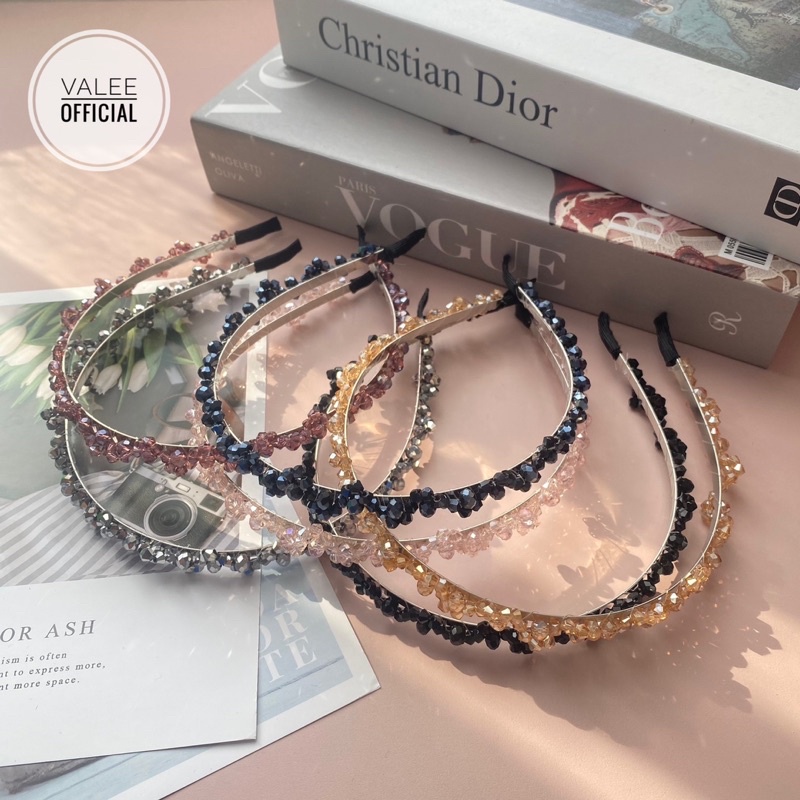 KOREAN PEARL HEADBAND - Bando Crystal Korea Mutiara Mote dengan Krystal Blink Blink Girly Retro - Premium Korean Style