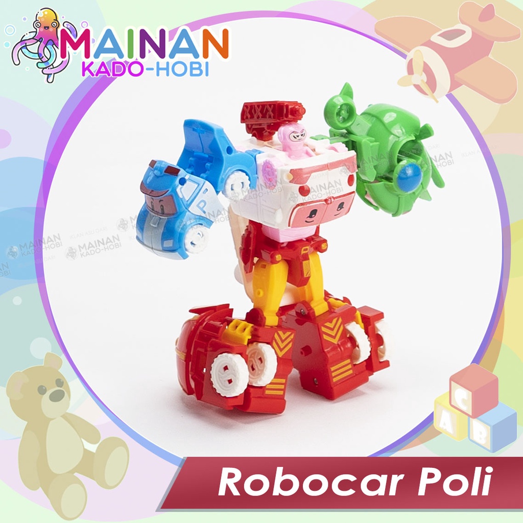 MAINAN ANAK MINIATUR DEFORMATION ROBOT ROBOCAR POLI TOYS