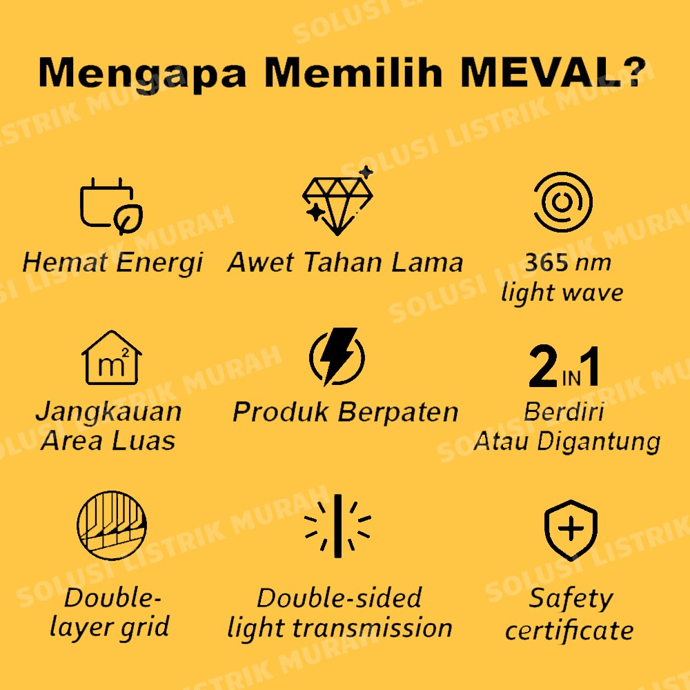 MEVAL Insect Killer Perangkap Nyamuk Serangga Lampu UV 2 Watt 6 Watt 8 Watt