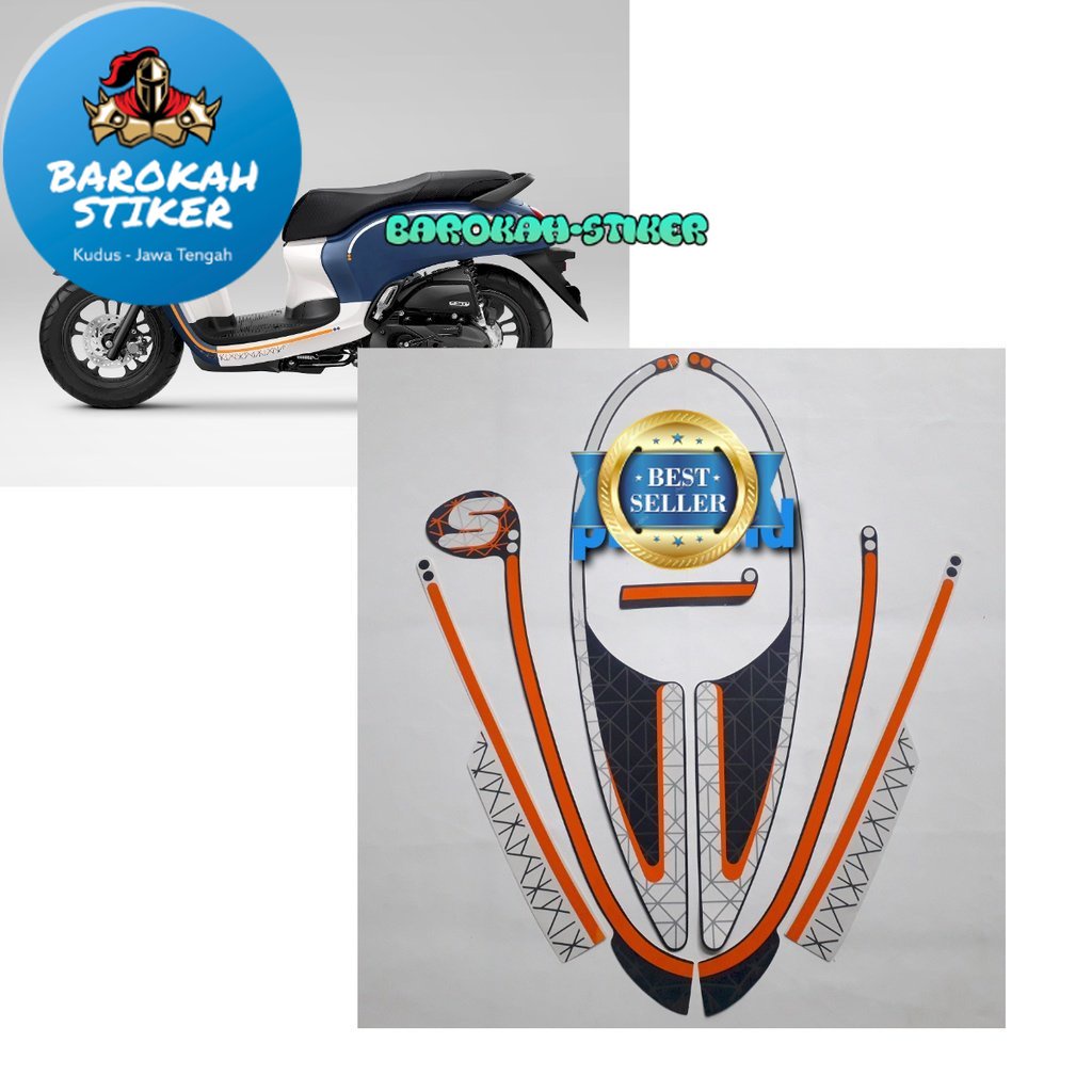 Striping stiker polet list motor motor motor honda scoopy fashion 2022 2023 Matte Blue