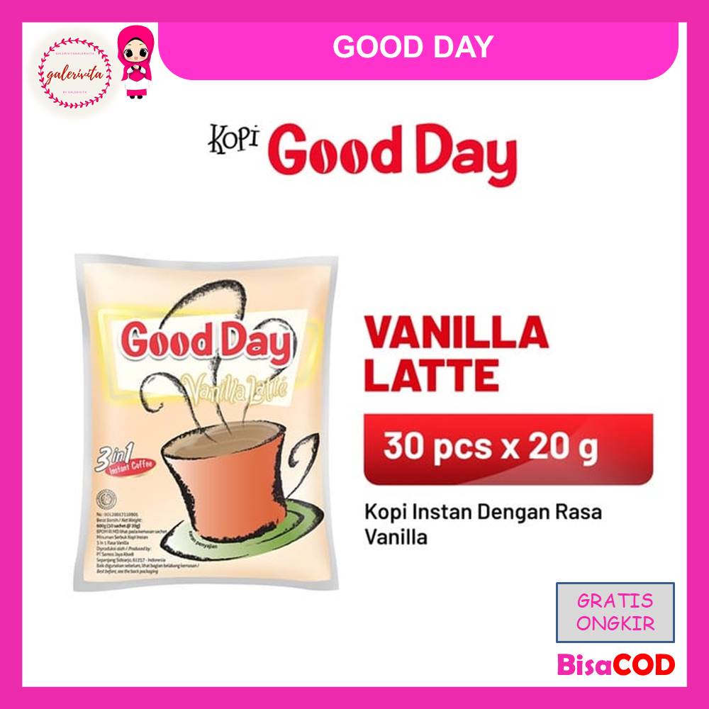 

Good Day Vanilla Latte 1 Bag ( Isi 30 Pcs x 20 Gram )