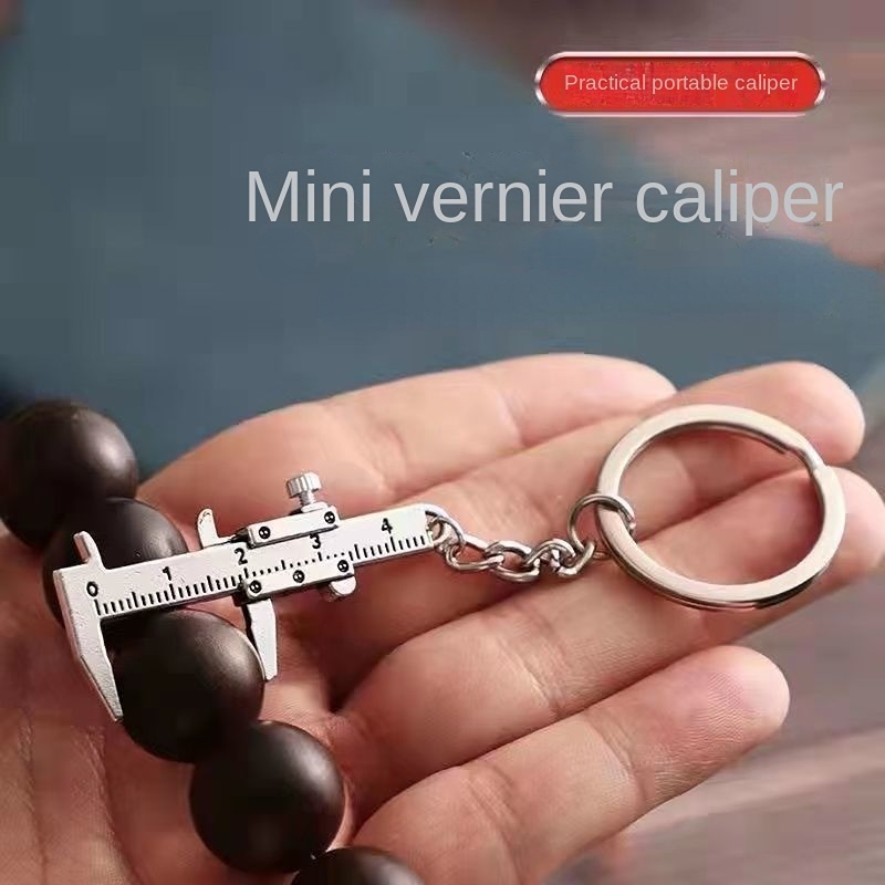 Mini Vernier Caliper Keyring Portable Fashion Gantungan Kunci Kreatif Paduan Seng Gesper Hias Terukur Tas Pesona