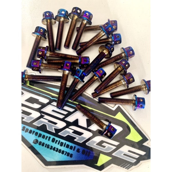 Baut visor nmax lexi baut probolt gold flower HENG STENLIES m5x25 5x25 drat 8 panjang 2,5cm