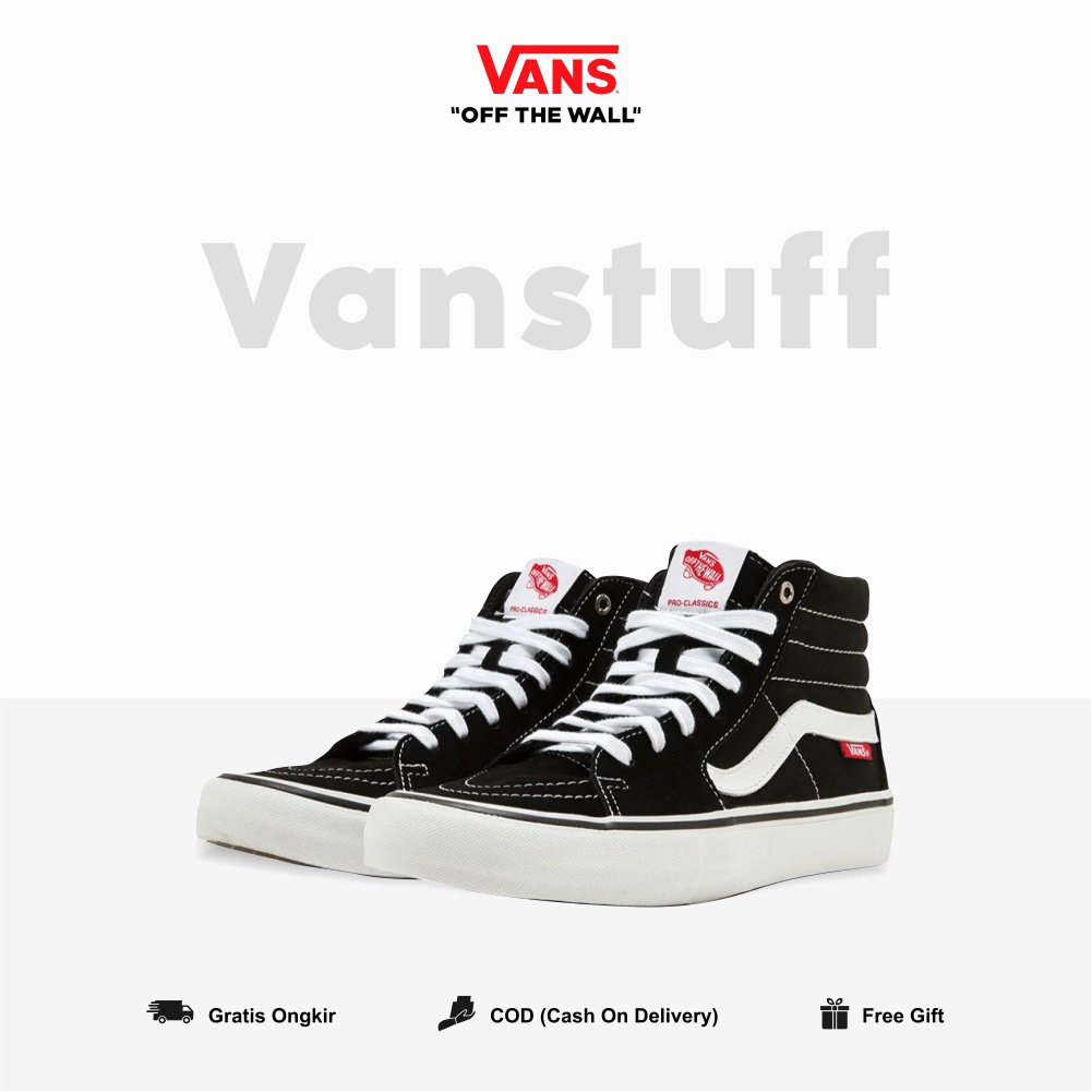 SK8 Hi Pro Black White Pria Wanita Original 100% BNIBWT Global Market Vanss SK8 High Black White Pro Ori