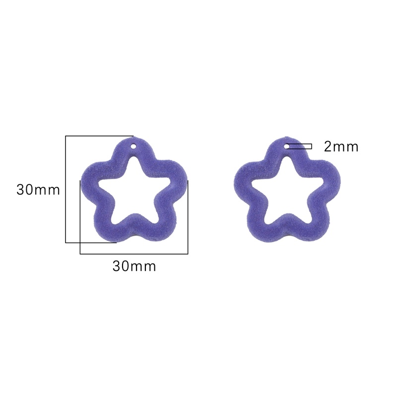 5pcs /lot 30mm Bintang Akrilik Beludru Pentagram Bunga Pesona Manik-Manik Liontin Untuk Kalung Anting DIY Membuat Perhiasan Aksesoris