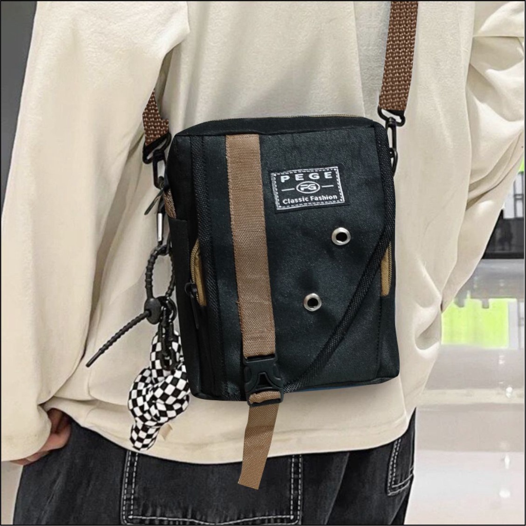 Tas Selempang Bahu Pria PEGE NATAKA Model Casual Trendy Slingbag Kombinasi - PG 8947