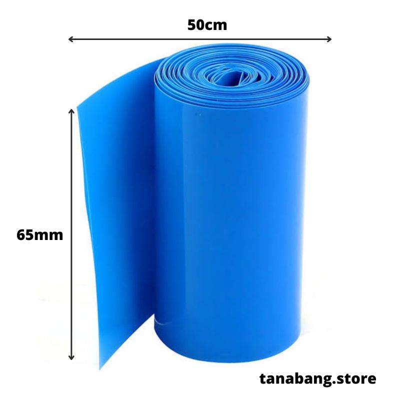 50cm PVC Heat Shrink Wrap Tube AA Battery A2 18650 lebar 65mm