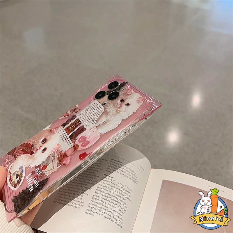 IPHONE Casing Kompatibel Untuk Iphone14 13 12 11 Pro Max X Xr Xs Max8 7 6 6s Plus SE Mewah Pink Kitty Casing Ponsel Kamera Cover Shockproof Silikon Soft Case HD Bening Case Cover Pelindung