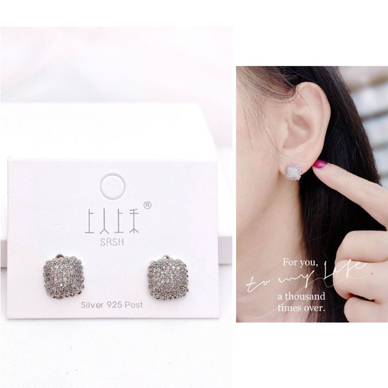 Anting Silver925 Perak Mata kilau  Premium Quality Anti karat anti alergi As54
