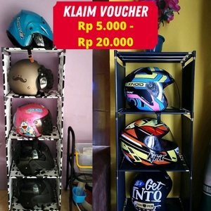 Rak Helm Rak Susun Lemari Helm LEBIH BESAR & KUAT Rak Buku Lemari Serbaguna Rak Tempat Helm