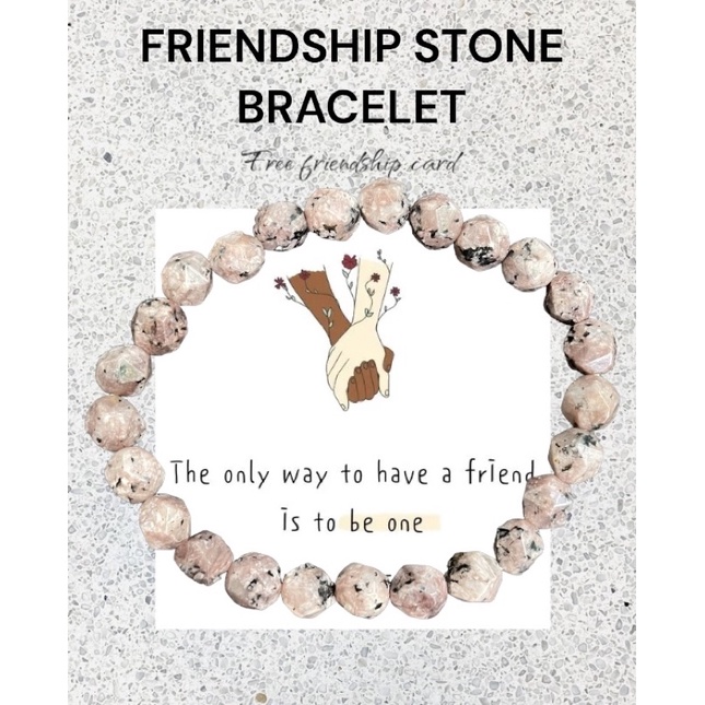 GELANG PERSAHABATAN / Friendship stone bracelet / Natural Hexagone stone free ucapan quotes