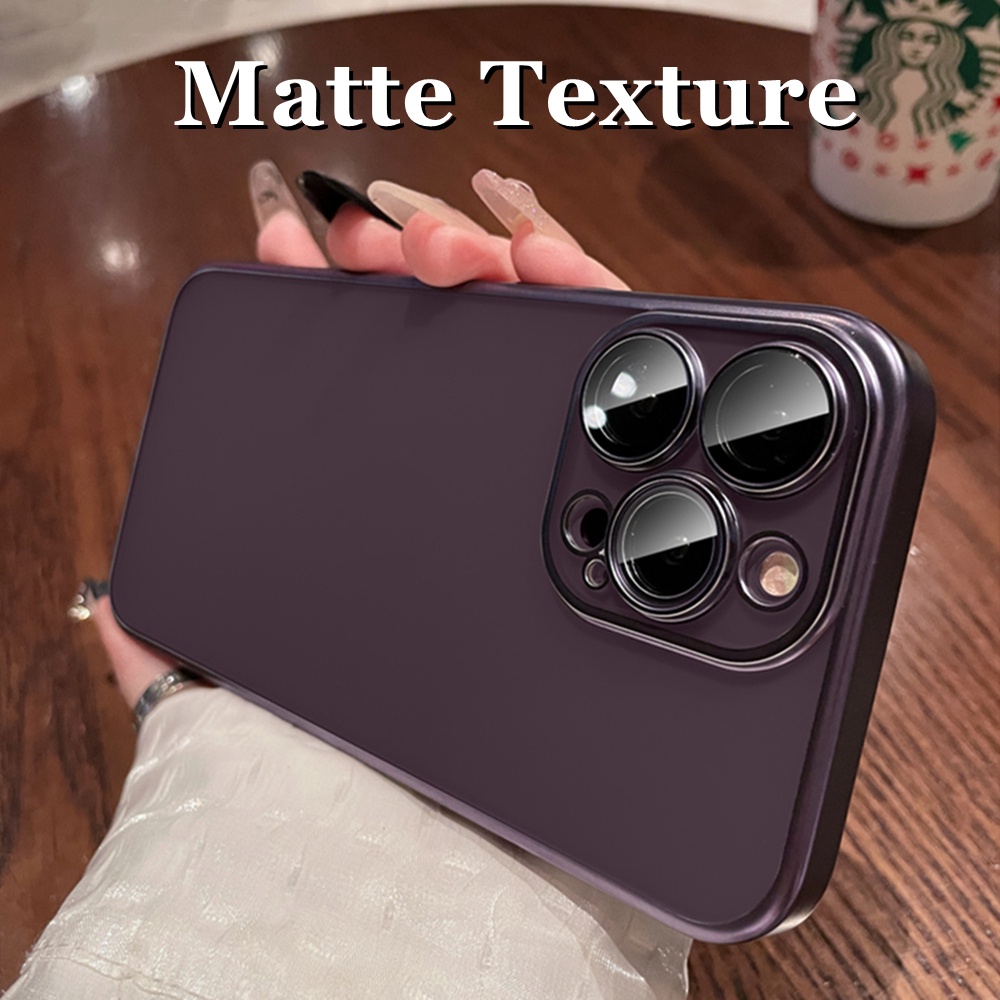 Matte Texture Clear Phone Case Untuk iPhone 14 Pro Max12 13 Pro Max Casing PC Keras Dengan Pelindung Kamera Untuk14Plus Casing Shockproof Tembus