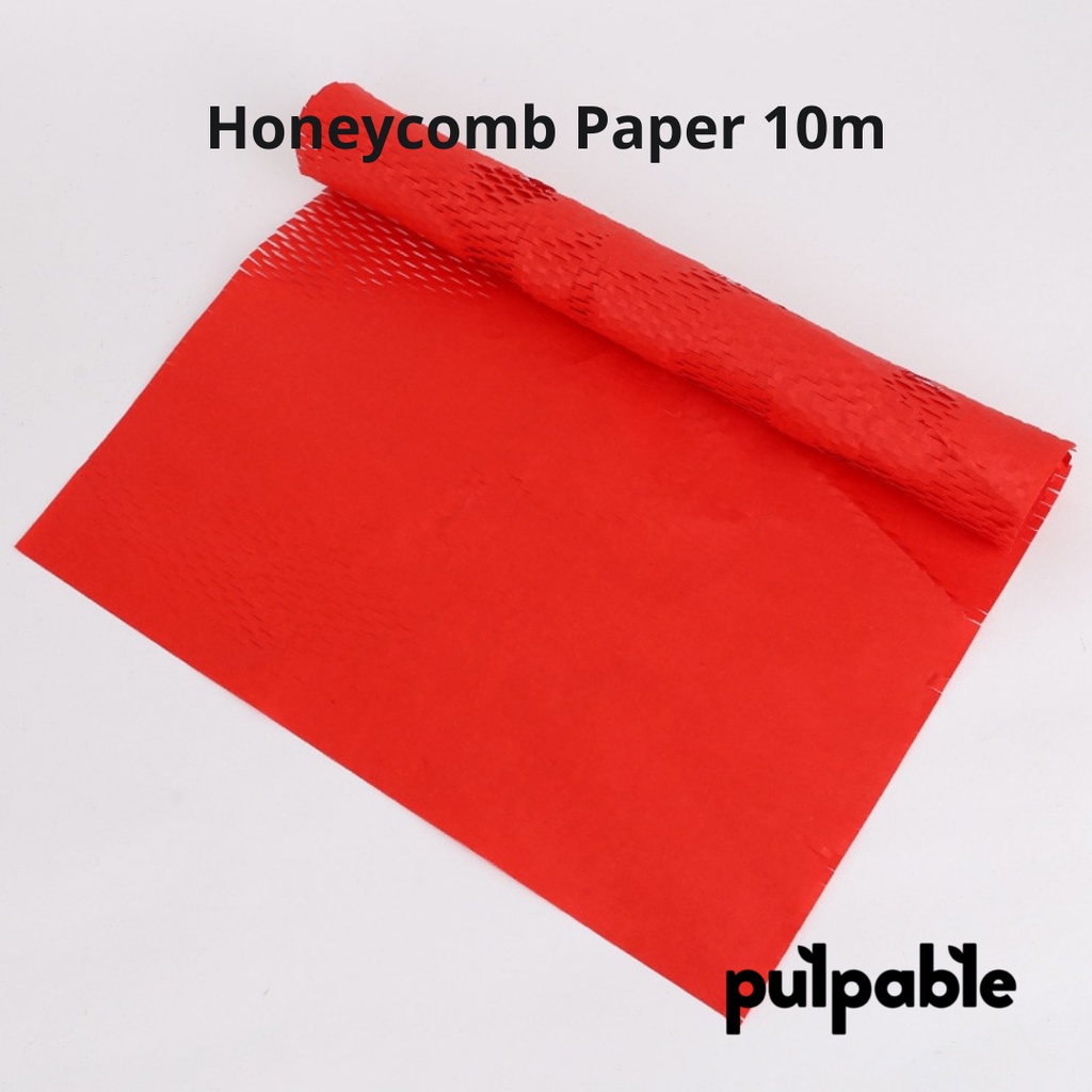 

5m & 10m Honeycomb Paper packaging merah / Red Eco Bubblewrap paper