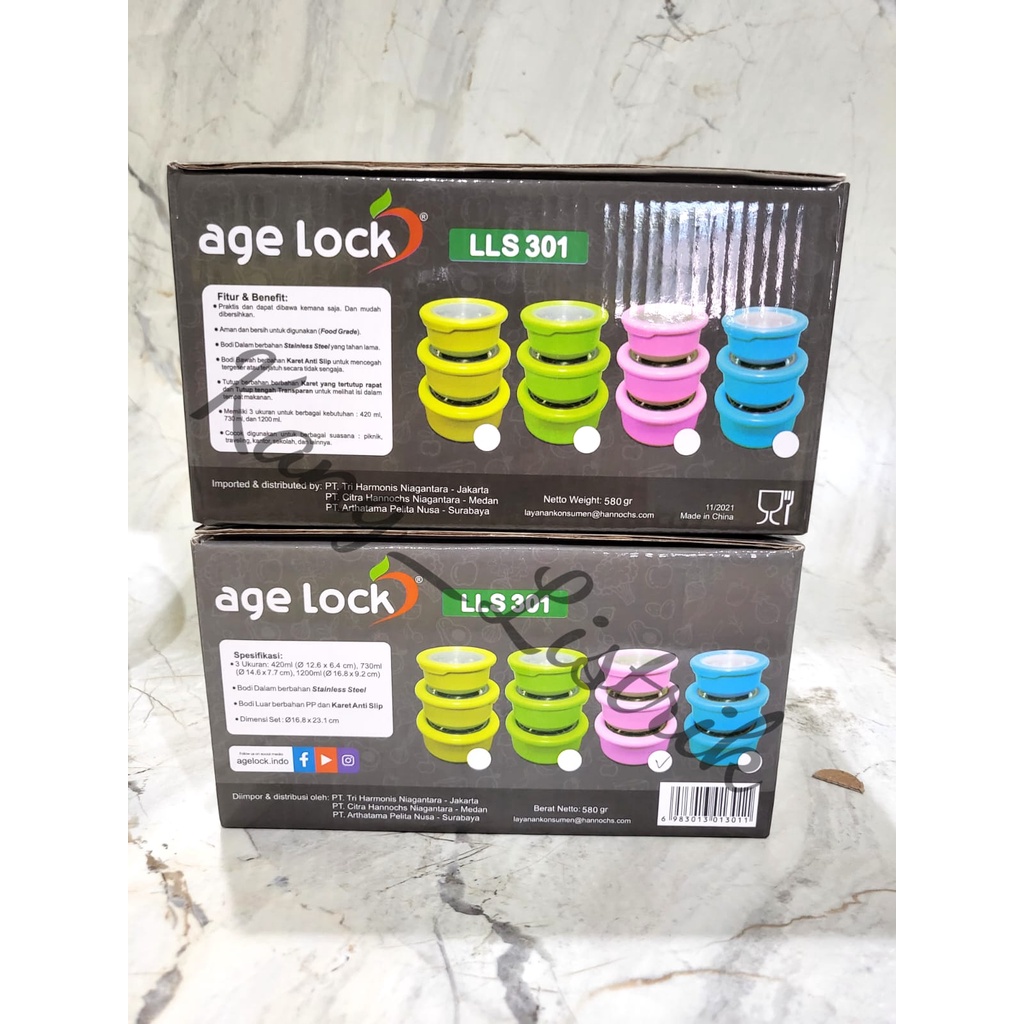 Lunch Box Set Age Lock LLS-301 / Rantang Makanan Set Age Lock LLS301