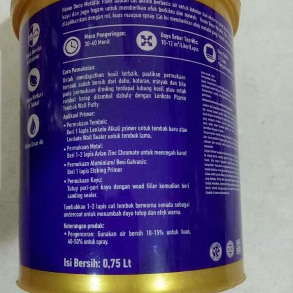 Segera Dapatkan Cat Emas / Cat Warna Emas LENKOTE HOMEDECO METALLIC PAINT CAT BESI BETON GYPSUM KAYU