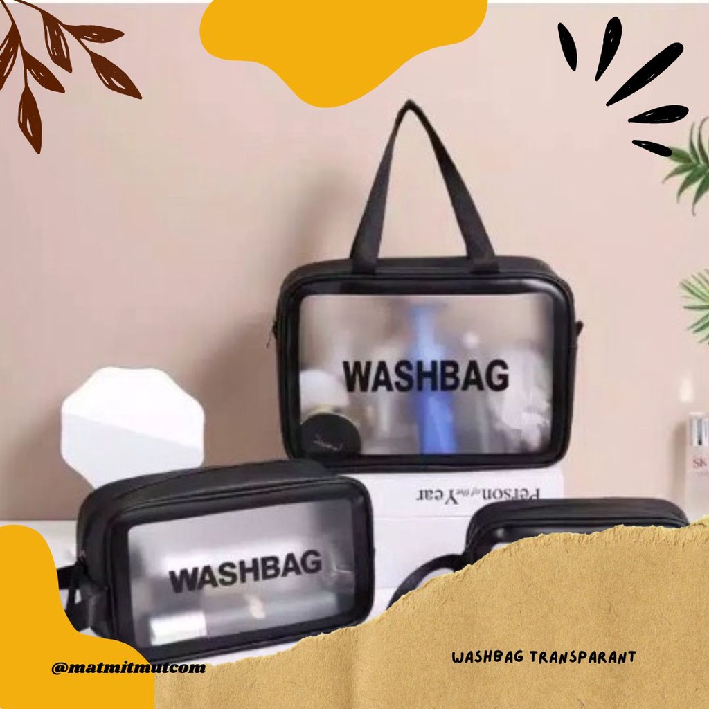 WASHBAG Tas Kosmetik Travel Pouch Make Up Transparant