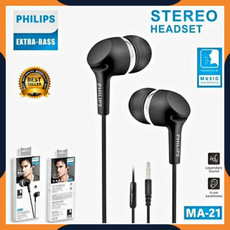 [COD] HANDSFREE HF EARPHONE HEADSEAT HEDSET PHILIP PHILIPS MA-21 EXTRA BASS STEREO