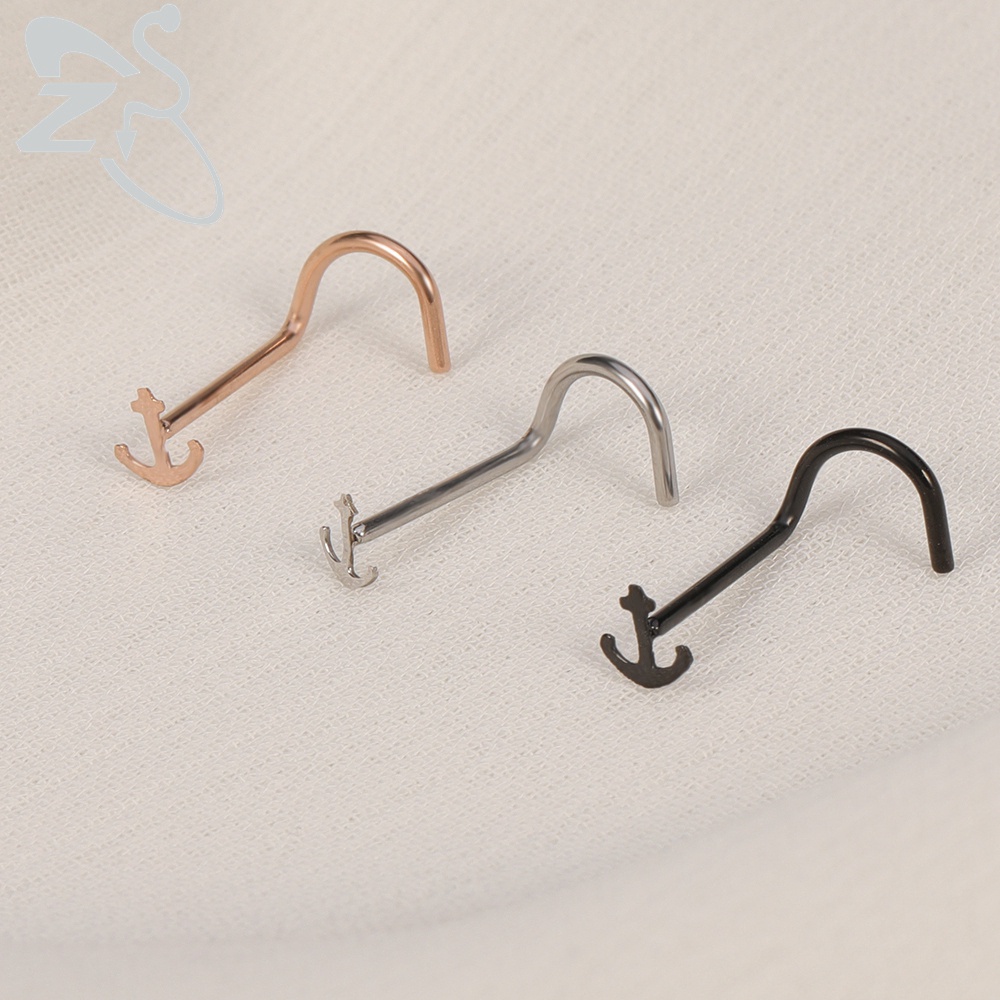 1pc Pejantan Hidung Bengkok Kucing Dengan Cincin Septum Kristal Tengkorak CZ Surgical Steel Nostril Telinga Tindik Tulang Rawan Perhiasan