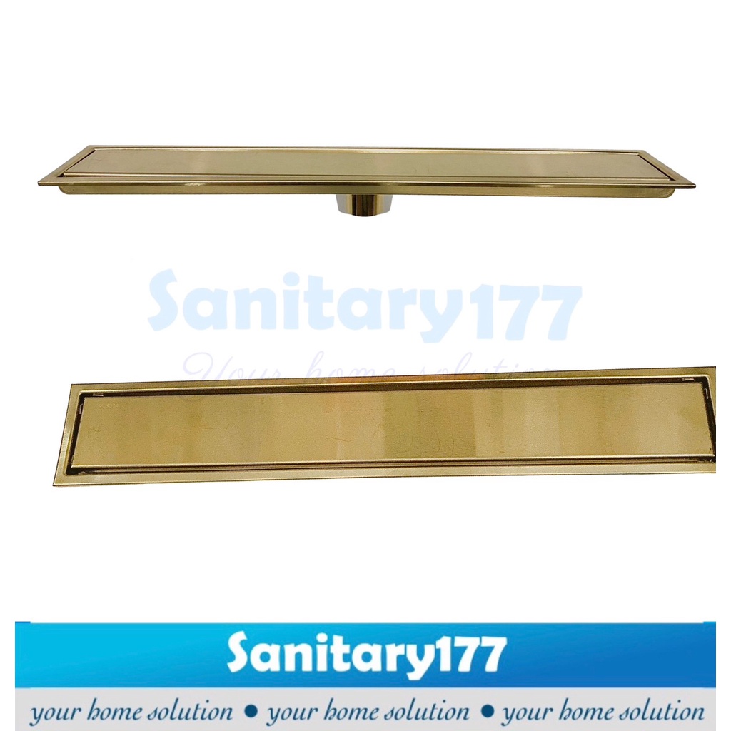 Saringan Got stainless 304 GOLD Panjang 10x60 cm -Floor tile smart Drain 60cm 30cm 10x30 cm stenlis emas gold pembuangan air mandi anti kecoa tikus drainer