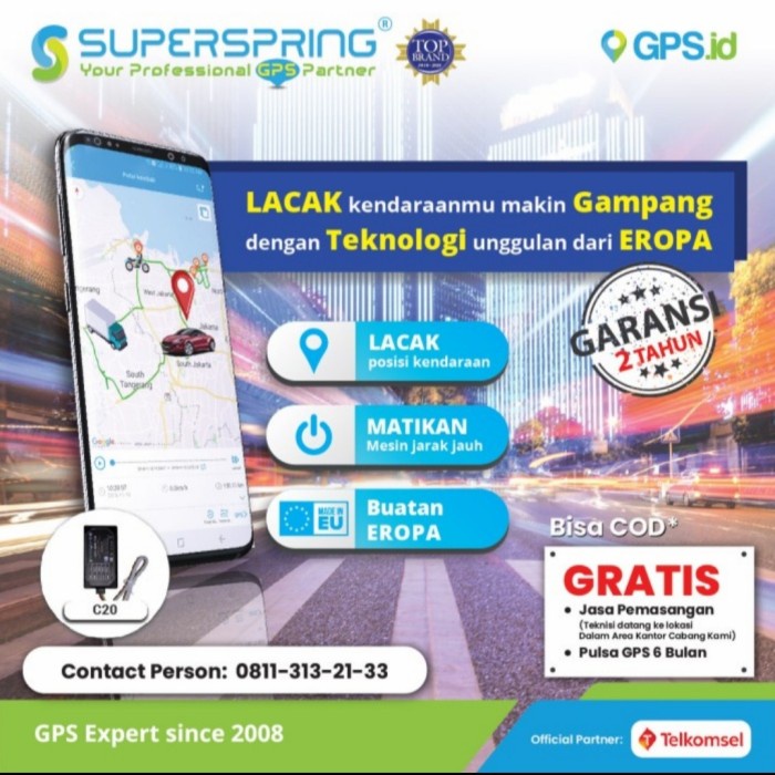 Gps tracker Superspring C20 gps pelacak mobil/ motor
