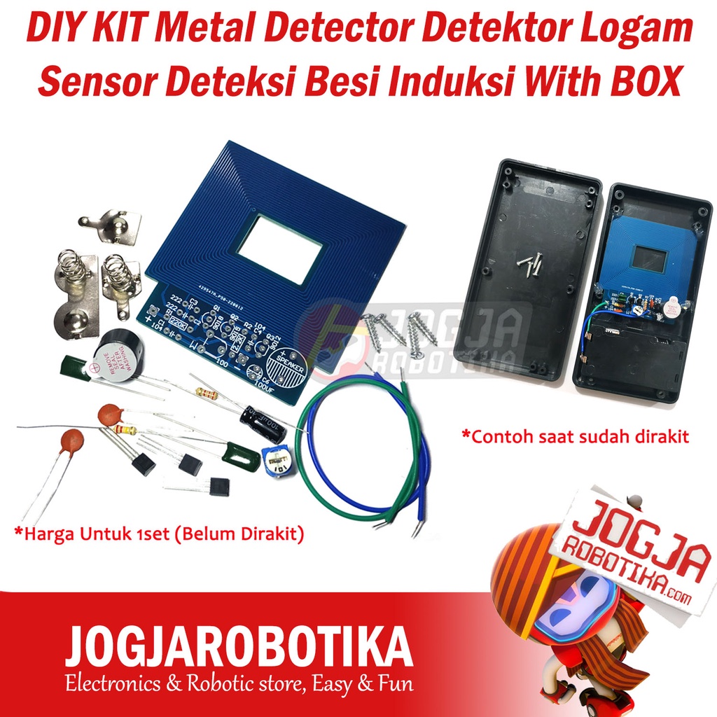 DIY KIT Metal Detector Detektor Logam Sensor Deteksi Besi Induksi With BOX