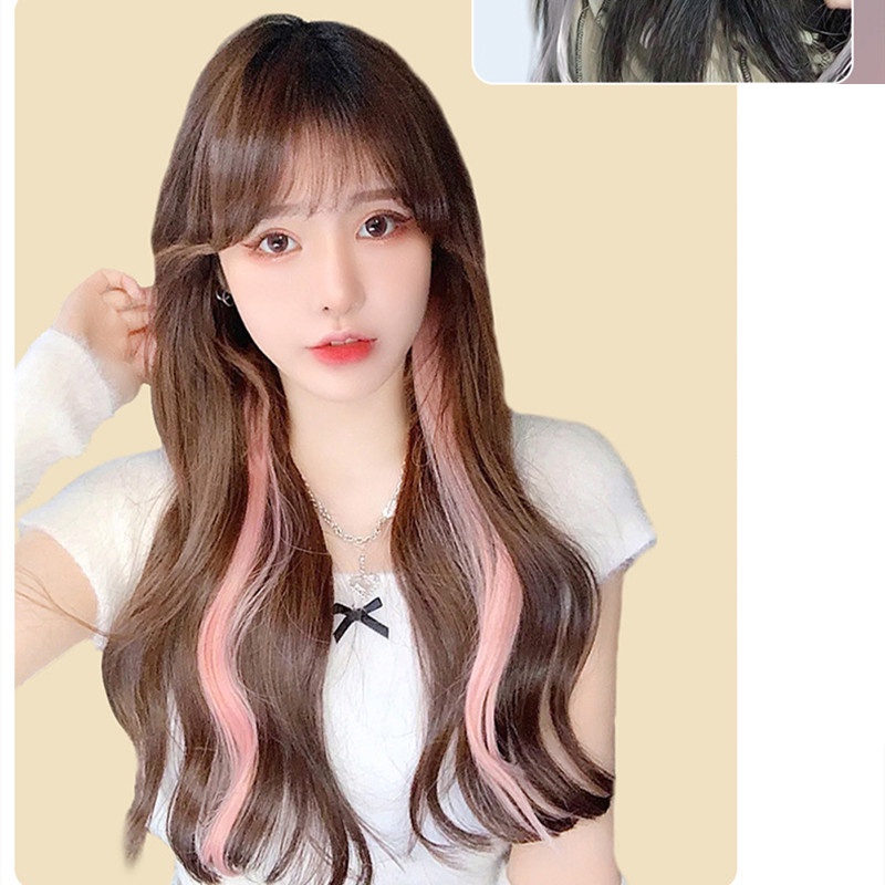 Hair Piece Highlight Wig Pewarna Telinga Untuk Wanita Gadis Hair Extension Aksesoris Rambut Keren 60cm