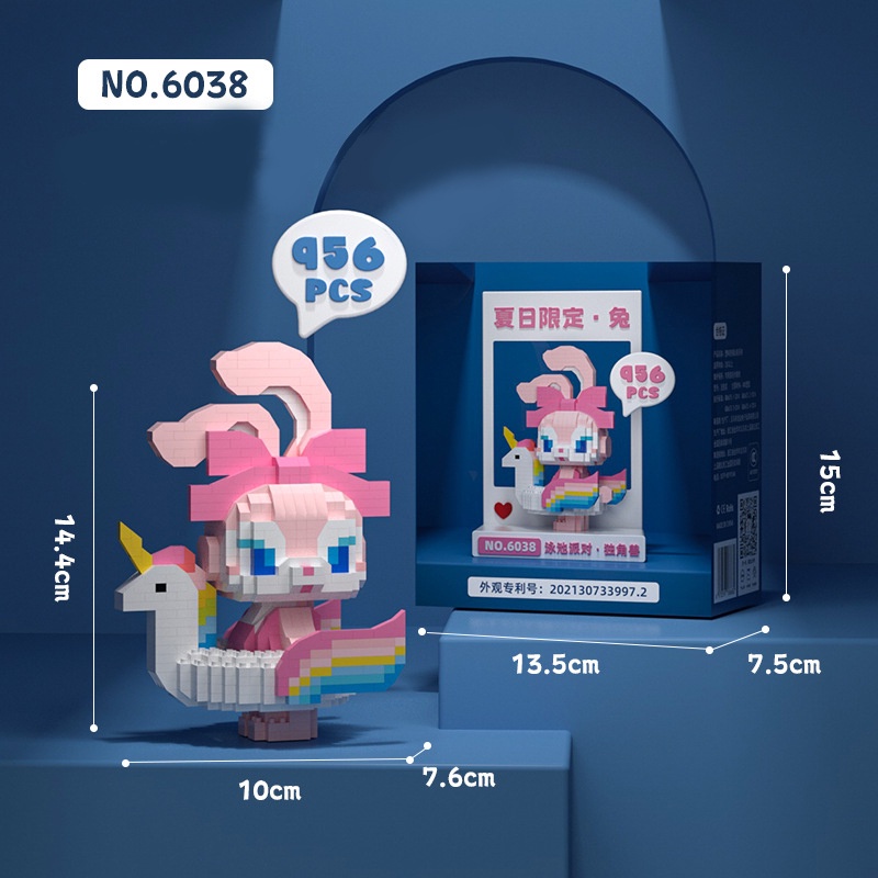 Mainan Balok Susun Model kelinci Mainan Anak Perempuan Mainan Edukasi DIY 3DPuzzle Nano Block