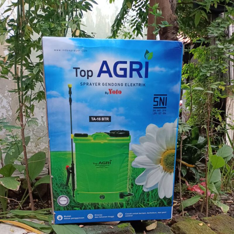 TOP AGRI sprayer gendong elektrik 16L/ TOP AGRI SPRAYER ELEKTRIK TA 16 BTR BONUS KAOS