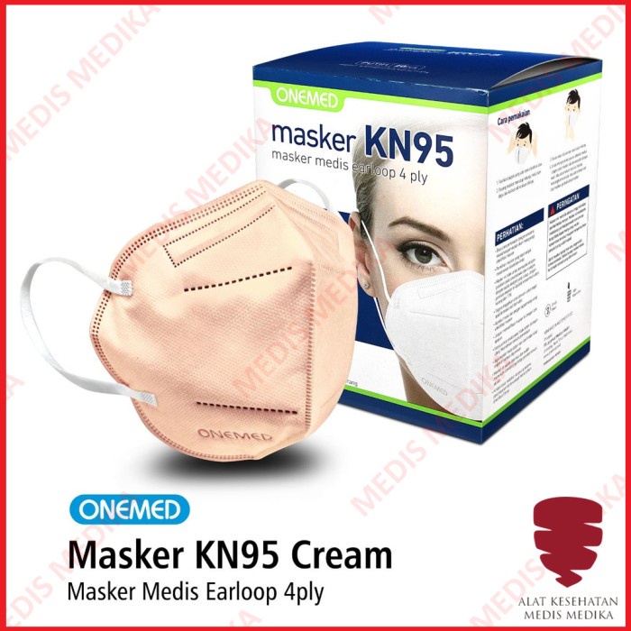 Masker N95 Isi 20 Onemed 4ply Earloop Face Mask Disposable Bedah Karet Telinga Debu Motor Medis