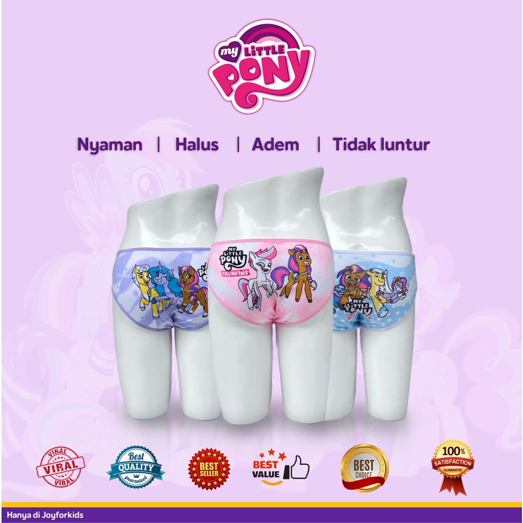 3pcs (2-12 thn) Celana Dalam Anak Perempuan My Little Pony Premium Jessie & Mike