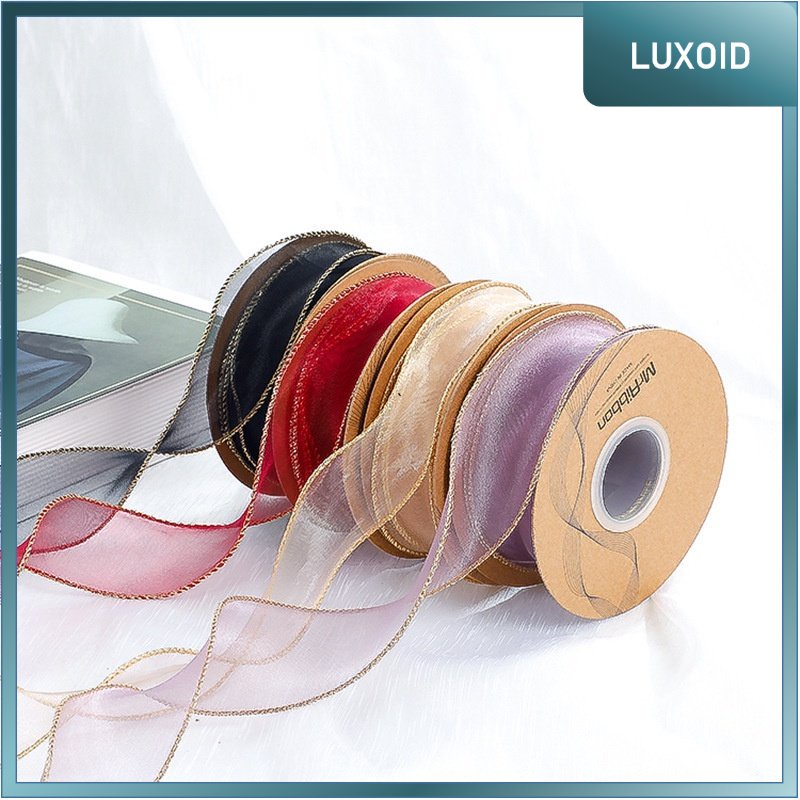 

LUXOID - PTA2 CFMS Pita Chiffon Lis Emas Roll Lebar 4cm/Pita Kado 4cm/Pita Dekorasi Buket