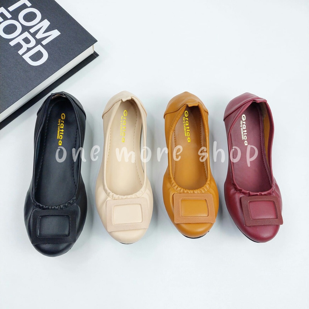 Gratica Flatshoes Wanita Kerut Kotak Karet Lusiana AP079