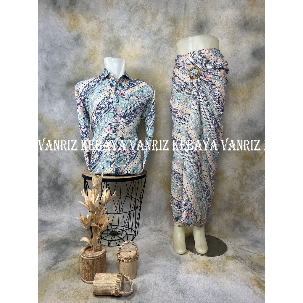 Vanriz Kebaya-Kemeja Batik Lengan Panjang Couple Rok Lilit