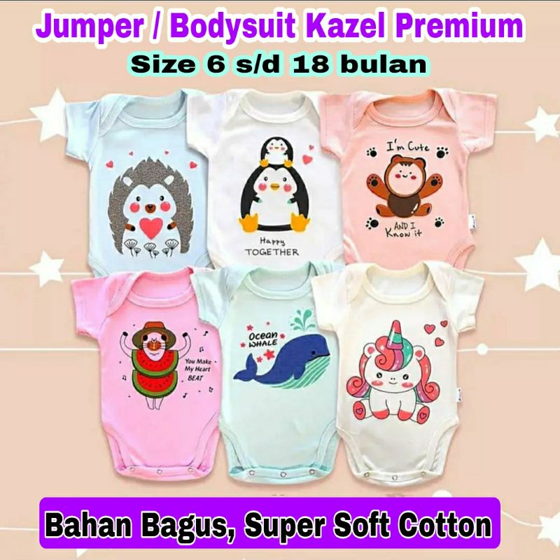 Jumper Bayi kazel 6 s/d 18 Bulan Premium / Bodysuit Kazel / Bodysuit Bayi / Jumper Bayi/ Baju Bayi/ Setelan Bayi 12 bulan/ Baju Baby/ Jumper Kazel