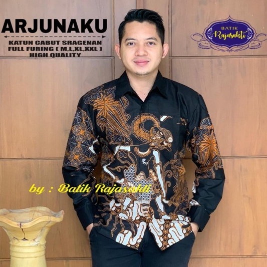 PURBO WAYANG Kemeja Batik Pria Lengan Pendek Baju Atasan Dewasa Anak Muda Kekinian Full Furing Katun