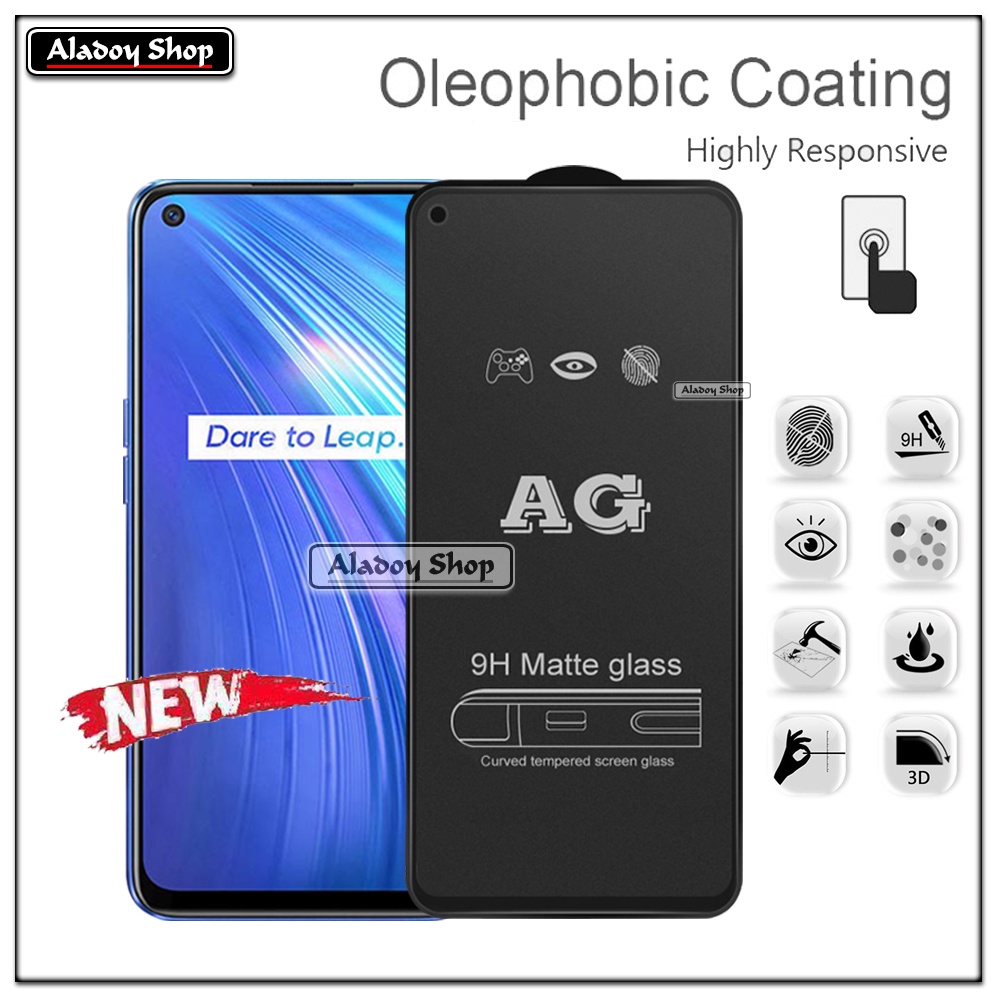 Paket 3IN1 Tempered Glass Layar Matte Anti Glare Realme 6 Free Tempered Glass Camera dan Skin Carbon