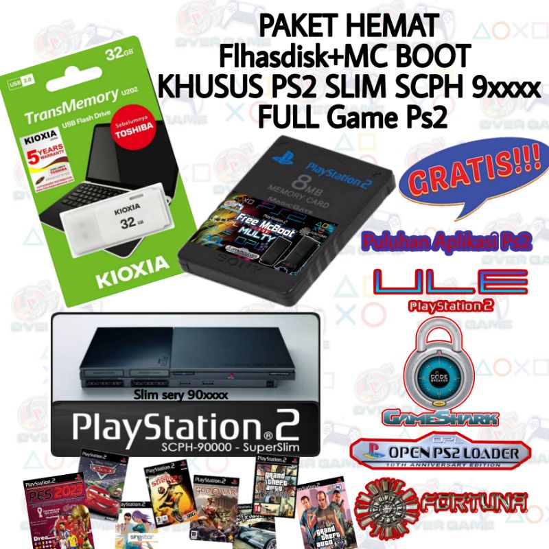 PAKET MC BOOT +FLHASDISK FULL GAME PS1 PS2 KHUSUS PS2 SLIM SERY 90xxx