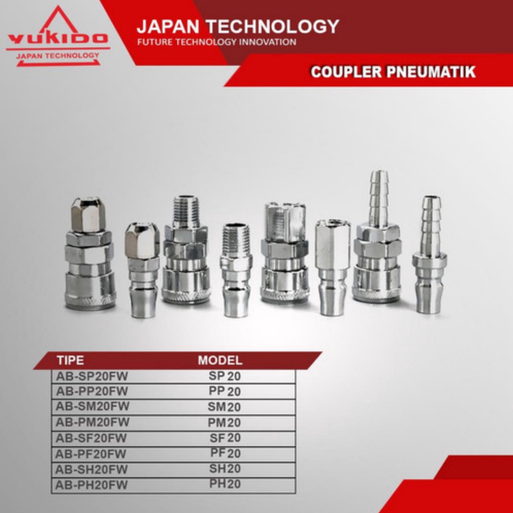 PROMO!!!yukido Quick Coupler Two Touch TERSEDIA UKURAN 20 SH / SF/ SM/ SP /PH /PF /PM / PP Fitting / TKR Sambungan Selang Kompresor TERMURAH