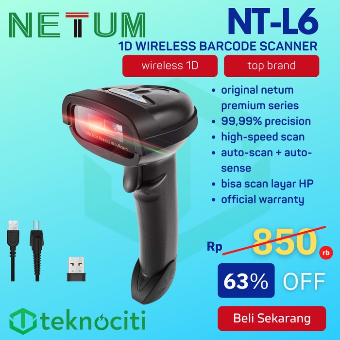 Netum New Autoscan Wireless Barcode Scanner 1D Screen Hp Smartphone