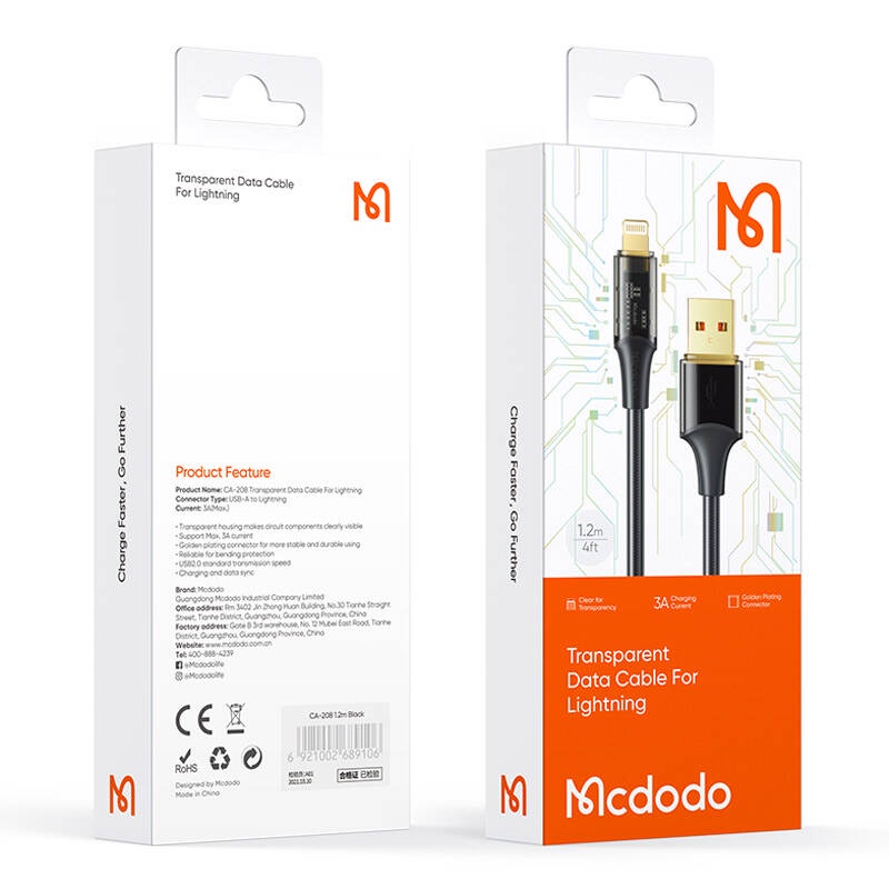 Kabel Lightning MCDODO CA-208 Kabel Data Lightning Fast Charge 3A