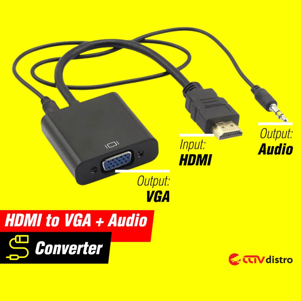 HDMI to VGA Converter with Audio / Kabel Konverter Adapter HDMI ke VGA