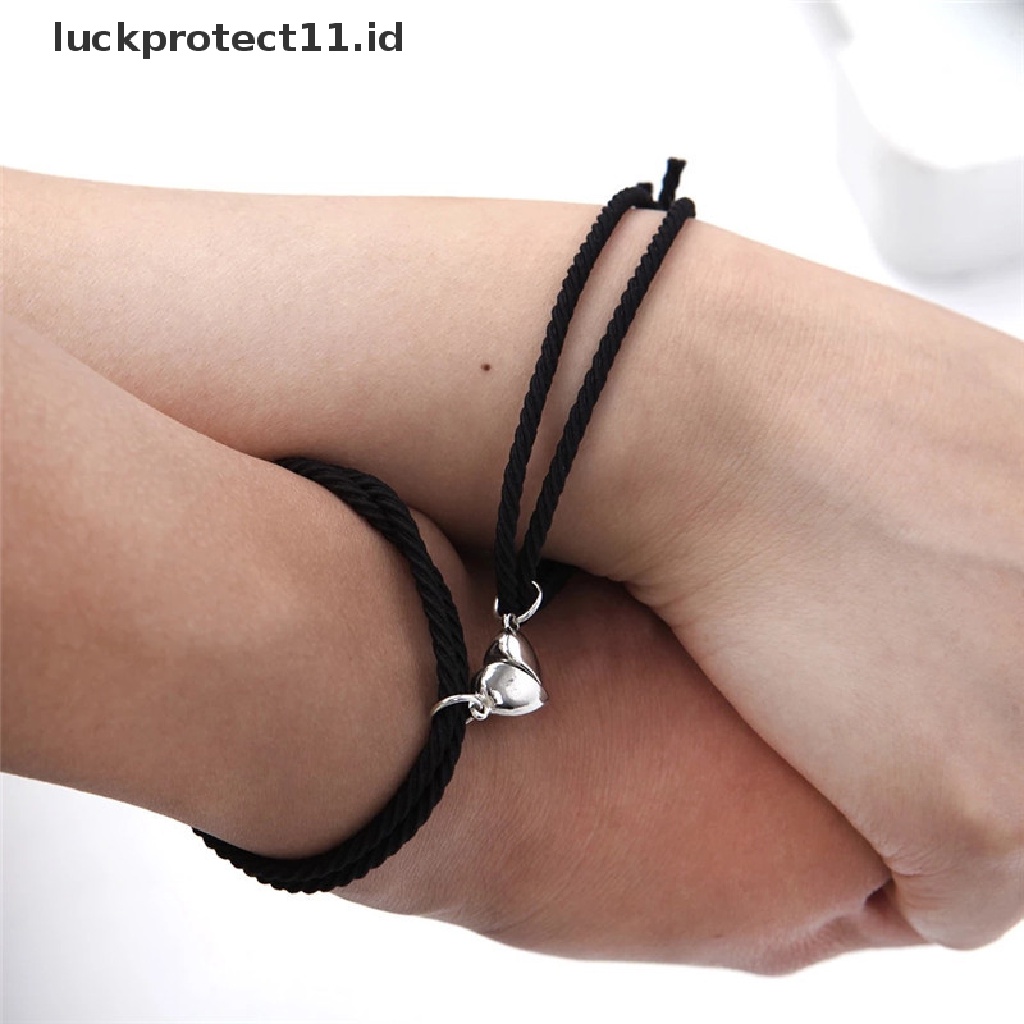 /Fashion Hot// Fashion// 2Pcs Couple Heart Gelang Tali Braided Distance Magnet Attract Hadiah Persahabatan.